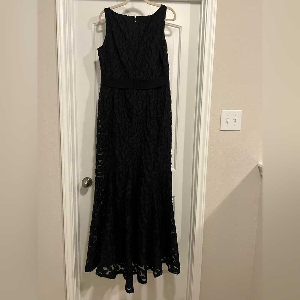 St. John Black Lace Pattern Sleeveless Gown Long Maxi Dress Sz 10 Formal Evening - Picture 5 of 17
